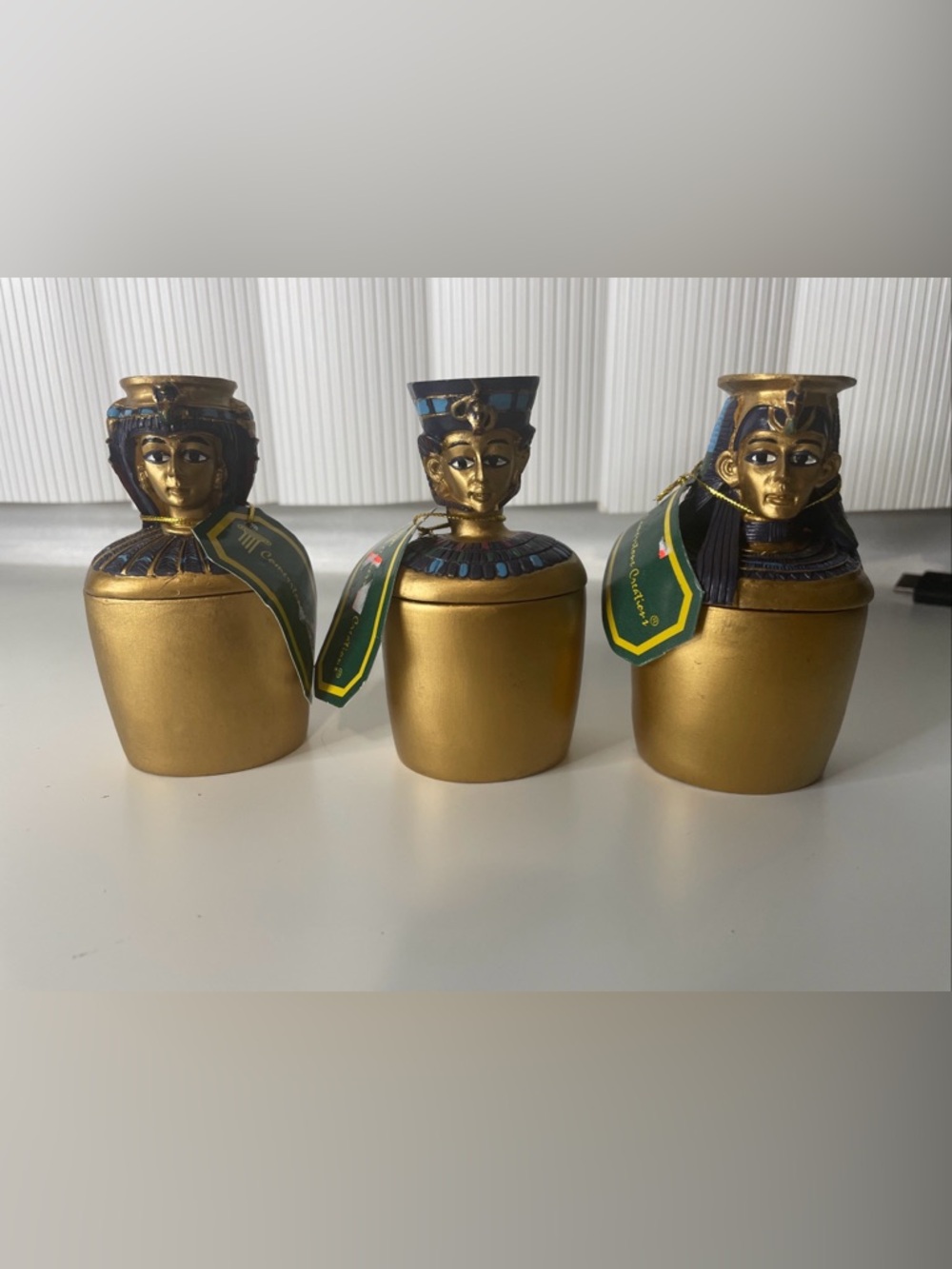 Lot Of 3 NWT Vintage Y2K Canopic Potten Ancient Egyptian Figures Busts